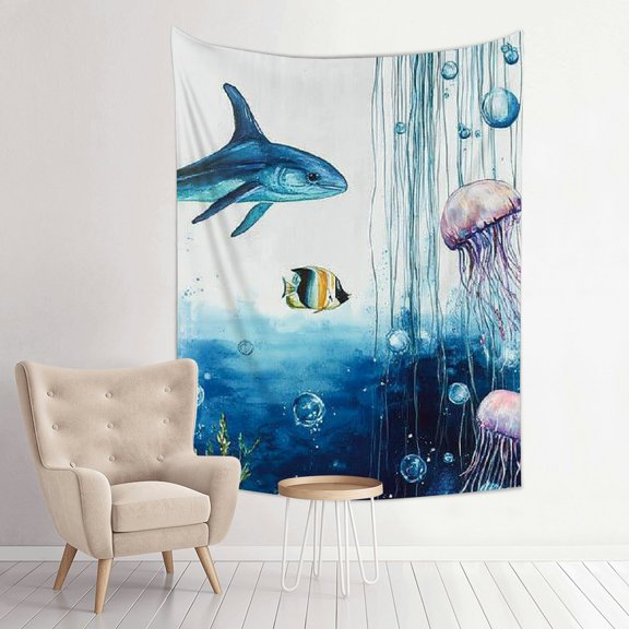 FCXZI Fish Jellyfish Ocean Tapestry Wall Art for Bedroom Living Room 30*40in