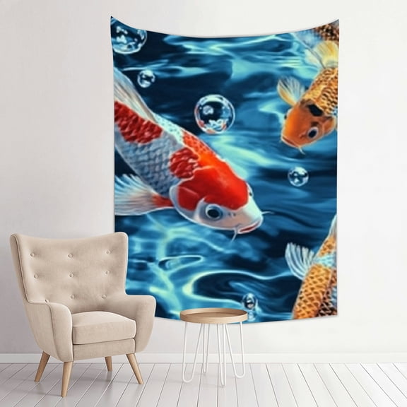 FCXZI Fish Water Bubbles Print Wall Tapestry for Home Decoration 30*40in