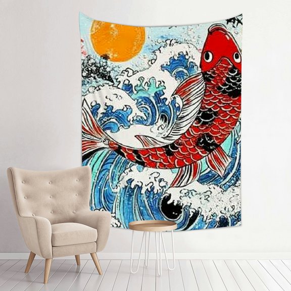 FCXZI Fish Wave Sun Tapestry Wall Hanging Home Decor 100% Polyester 30*40in