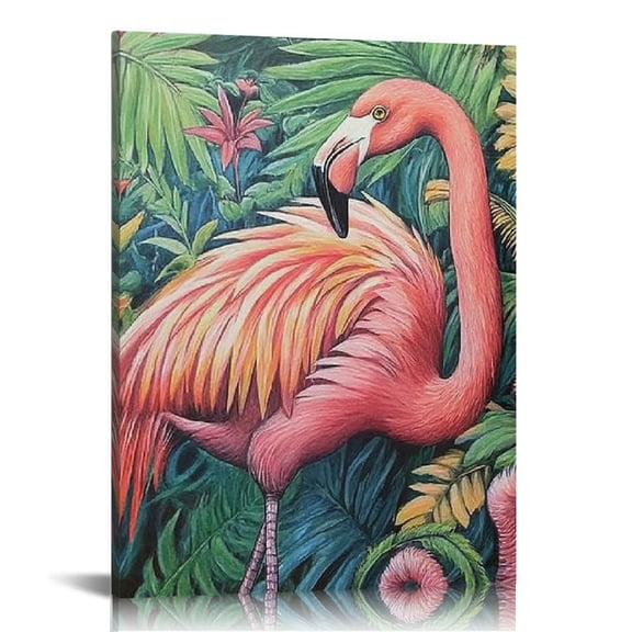 FCXZI Flamingo Tropical Canvas Print Wall Art Home Decor 12x16 12x16in
