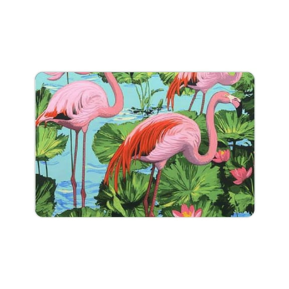FCXZI Flamingos Water Lilies Diatom Mud Bath Mat Quick Drying 24x16in