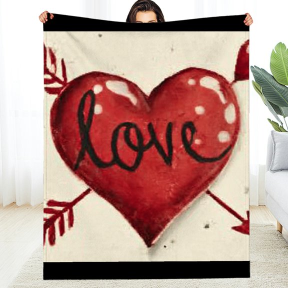 FCXZI Flannel Blanket Heart Arrow Love Reversible Lightweight Multi-Purpose 30*40in