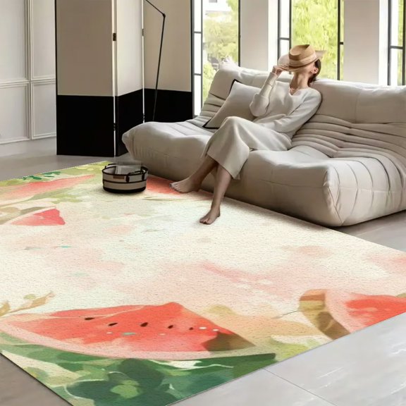 FCXZI Floating Watermelon Slice Pattern Living room carpet Washable Area Rug for Living Room, Non Slip Large Decor Carpet for Bedroom Dining Office