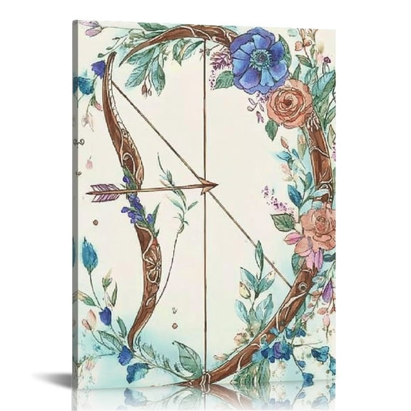 FCXZI Floral Design Bow Arrow Canvas Wall Art Home Decor 12x16 12x16in