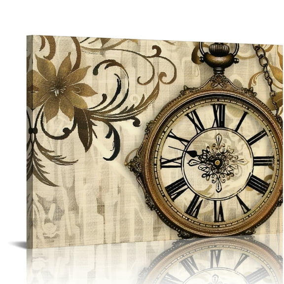 FCXZI Floral Design Steampunk Canvas Print Wall Decorations for Bedroom and Kitchen, Ready to Hang Home Art Decor 16x12in