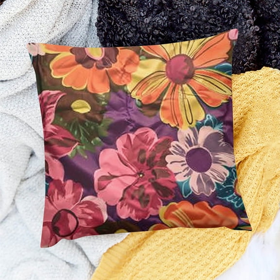 FCXZI Floral Fabric Painting Throw Pillow Cover for Sofa Couch 18x18in