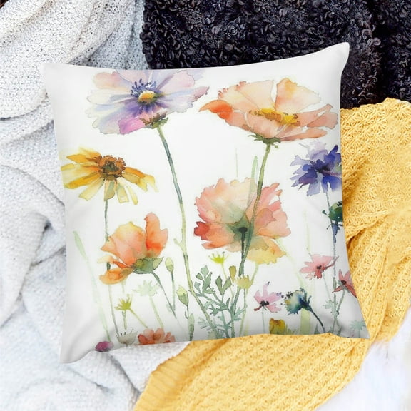 FCXZI Floral Holiday Pillow Case for Home Sofa Couch Linen 100% 20x20in