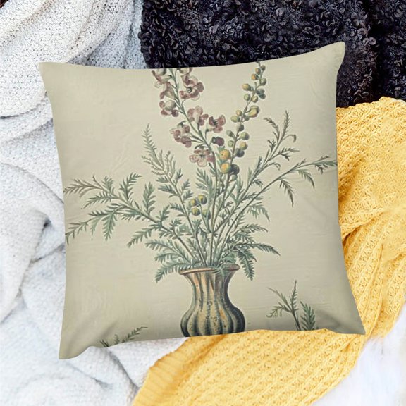 FCXZI Floral Throw Pillow Case for Home Sofa Couch Linen Cover 18x18in