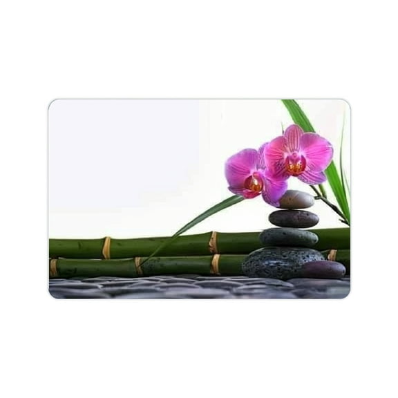 FCXZI Flower Bamboo Rocks Diatom Mud Bath Mat for Home Quick Drying & Absorbent Rubber Backed Water Absorbency Rug Easy Storage Super Absorption 24x16in