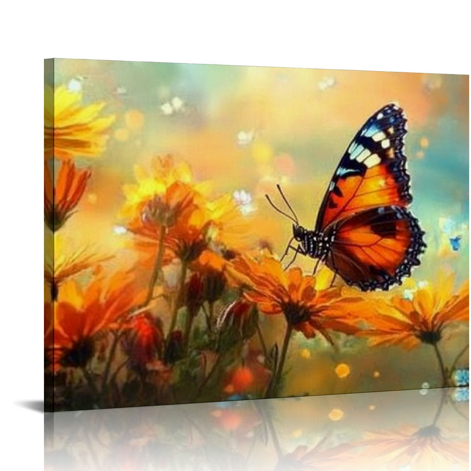 FCXZI Flower ButterflyWall Art Daisy Wildflowers Butterfly Canvas Wall ...