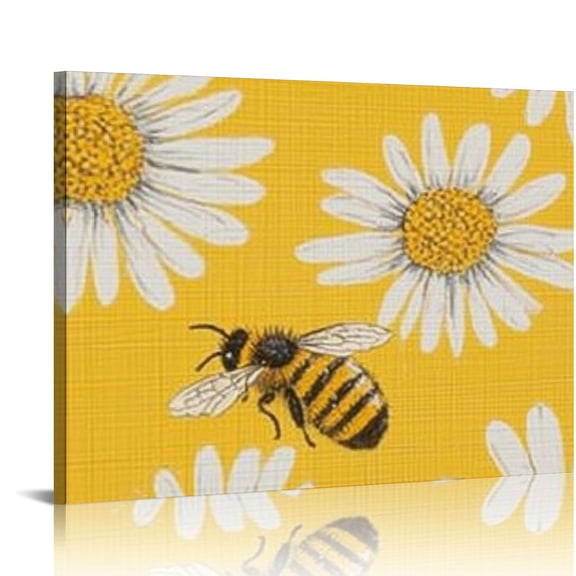 FCXZI Flowers Bee Wall Decor for Bathroom and Bedroom - Fashion Kitchen Pictures Ready To Hang for Home Room Art Decor 20x16in