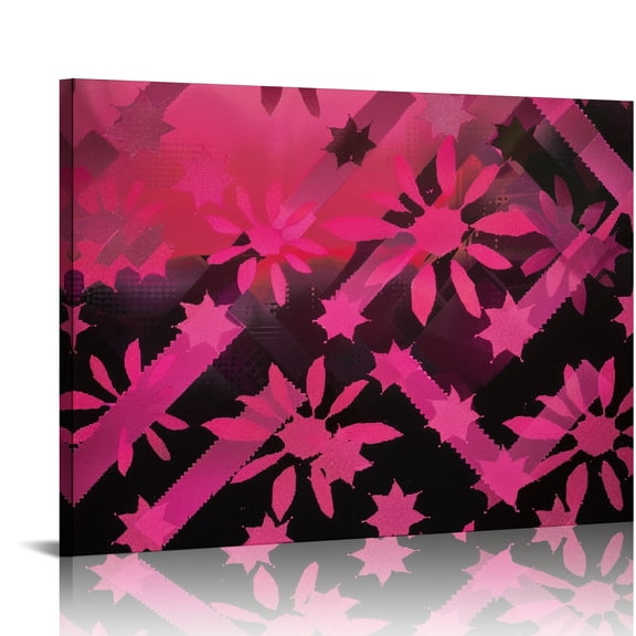 FCXZI Flowers Diagonal Design Generative Art Wall Art Canvas Prints Modern Wall Decor For Bedroom Kitchen Ready To Hang Home Art Decor 16x12in