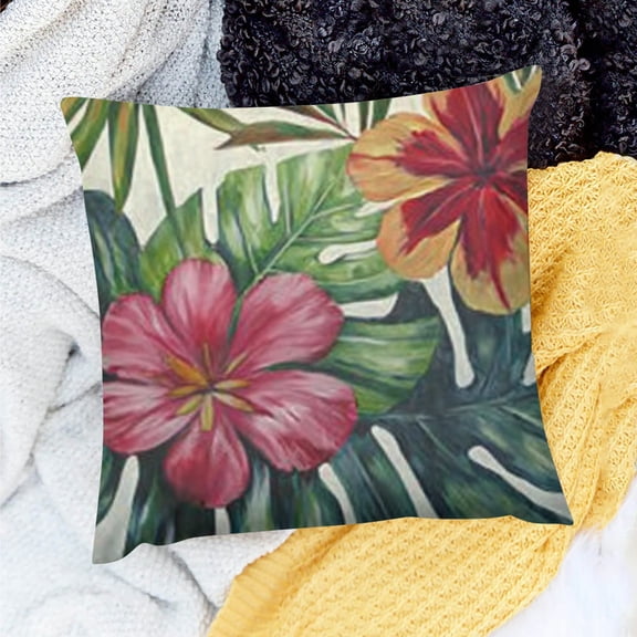 FCXZI Flowers Leaves Throw Pillow Cover for Home Sofa Couch Linen 100% - Set of 1 Pillowcase, Invisible Zipper Design, 3 Sizes 20x20in