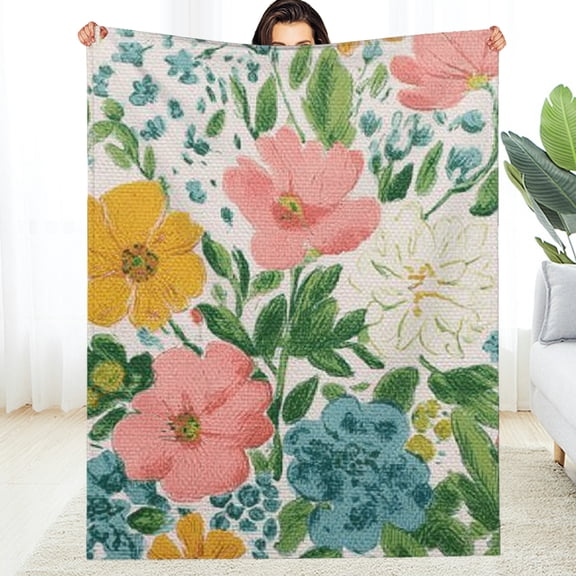 FCXZI Flowers Screenprint Arts Fuzzy Fluffy Soft Cozy Blanket 50*60in
