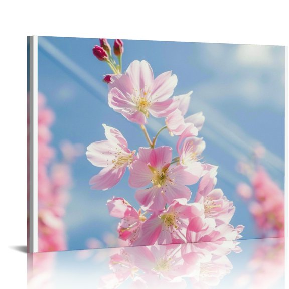 FCXZI Flowers Sky Border Wall Art Canvas Prints Modern Wall Decor for Home Bathroom Ready To Hang Room Art Decor 16x12in
