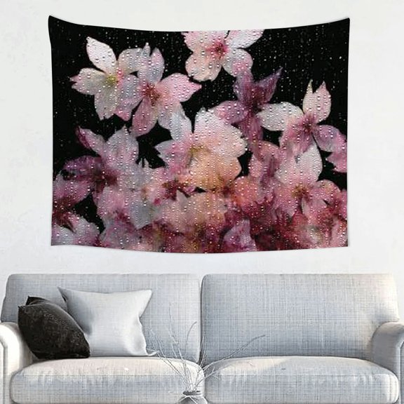 FCXZI Flowers Water Droplets Wall Art Tapestry 100% Polyester Home Decor 40*30in