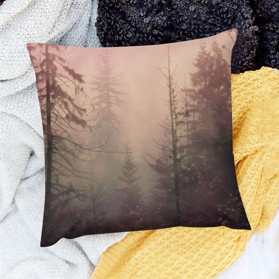 FCXZI Fog Trees Tonalism Home Decor Throw Pillows Cover for Home Sofa Couch Set of 1 - Outdoor Use 18x18in