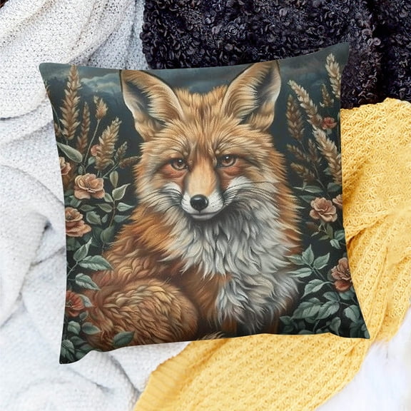 FCXZI Fox Theme Indoor Decoration Pillow Cover for Sofa Couch Linen 18x18in