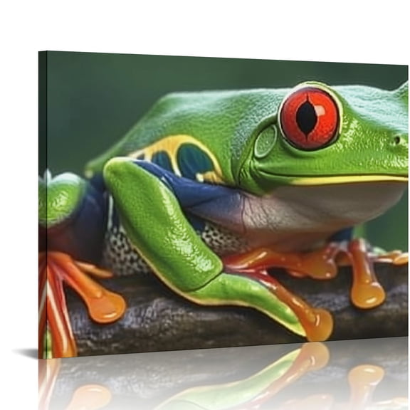 FCXZI Frog Branch Red-Eyed Canvas Prints Wall Art Modern Decor Ready To Hang Room Home 16x12in