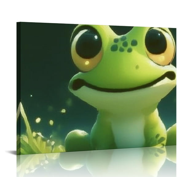 FCXZI Frog Canvas Print Wall Decorations Ready To Hang Home Art Decor for Living Room Bedroom Kitchen Bathroom Office 16x12in