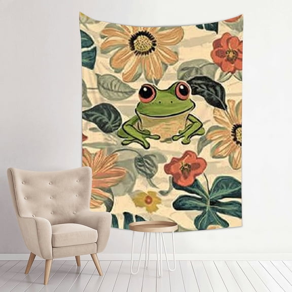 FCXZI Frog Flowers Pattern Tapestry Wall Hanging for Bedroom Living Room 30*40in
