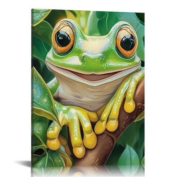 FCXZI Frog Leaves Tree Branch Canvas Prints Wall Art Home Decor 16x20in