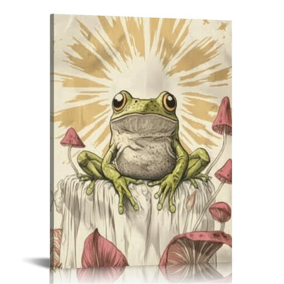 FCXZI Frog Mushroom Sunburst Canvas Prints Wall Art Home Decor 16x20in