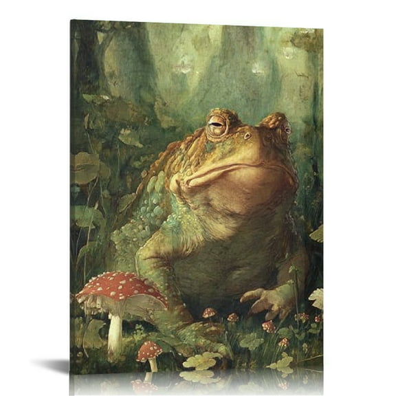 FCXZI Frog Toad Forest Wall Art Canvas Ready to Hang Home Decor 16x20in