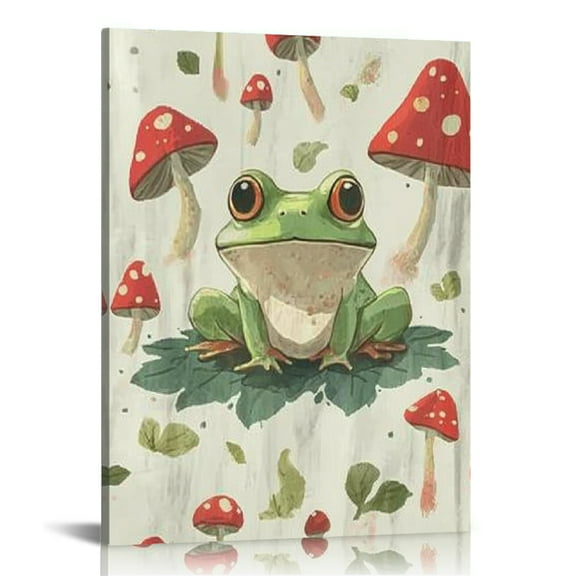 FCXZI Frog Toad Mushroom Canvas Prints Wall Art Home Decor 16x20in
