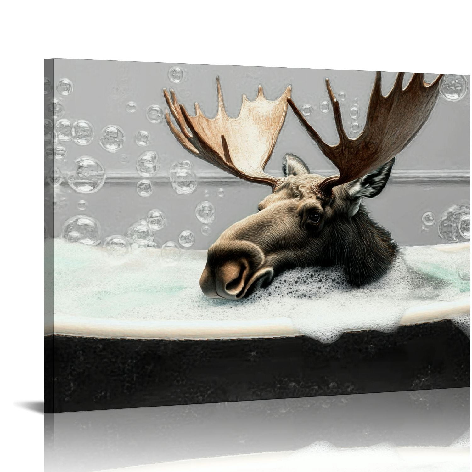 FCXZI Funny Animal Bathroom Wall Decor Black and White Elk Picture Wall ...