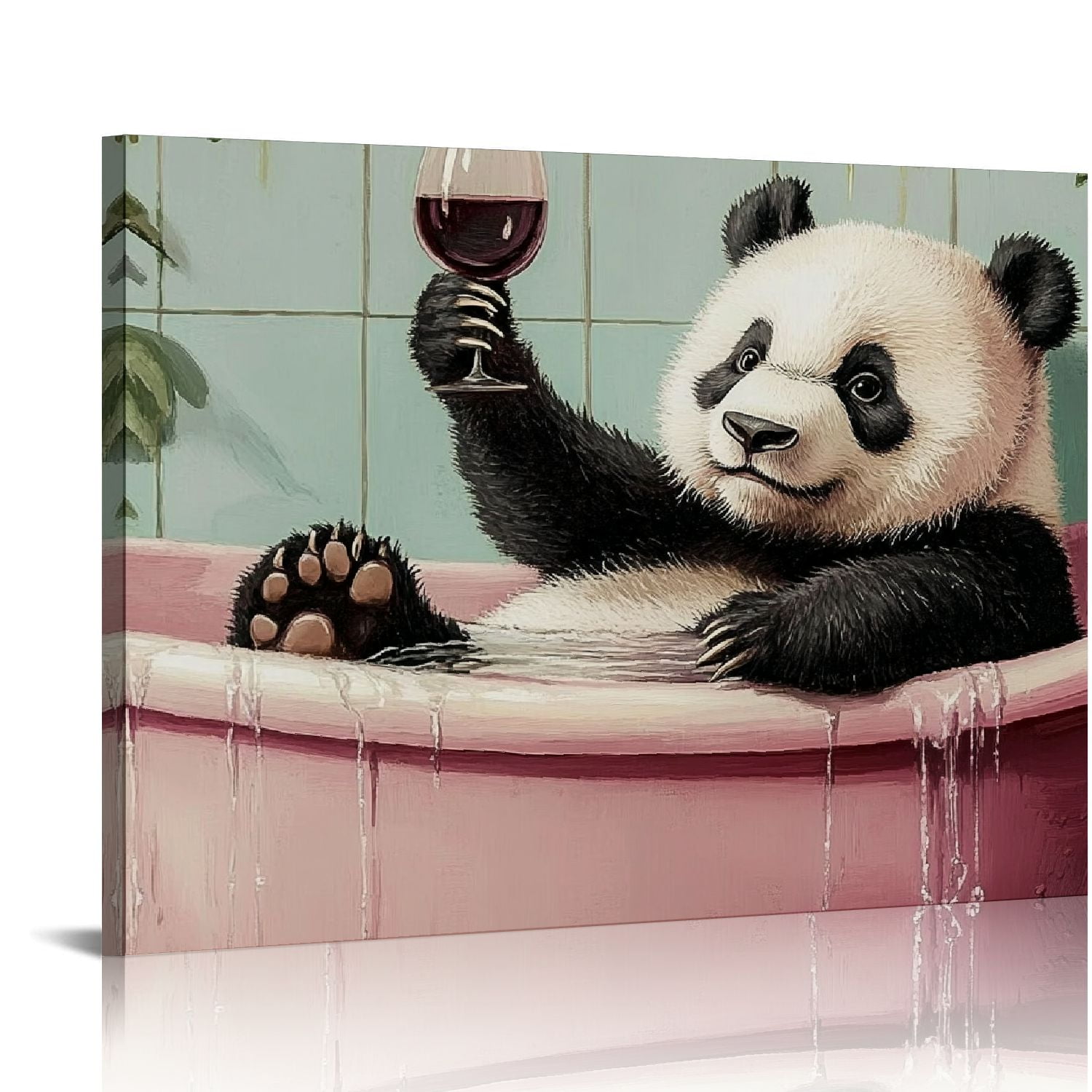 FCXZI Funny Bathroom Panda Canvas Wall Art Eclectic Wall Decor Cute ...