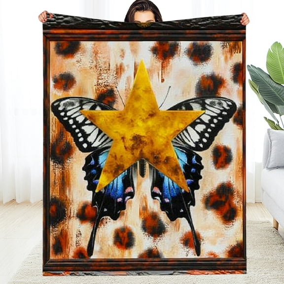 FCXZI Fuzzy Fluffy Soft Cozy Blanket Star Leopard Print Butterfly 60*80in