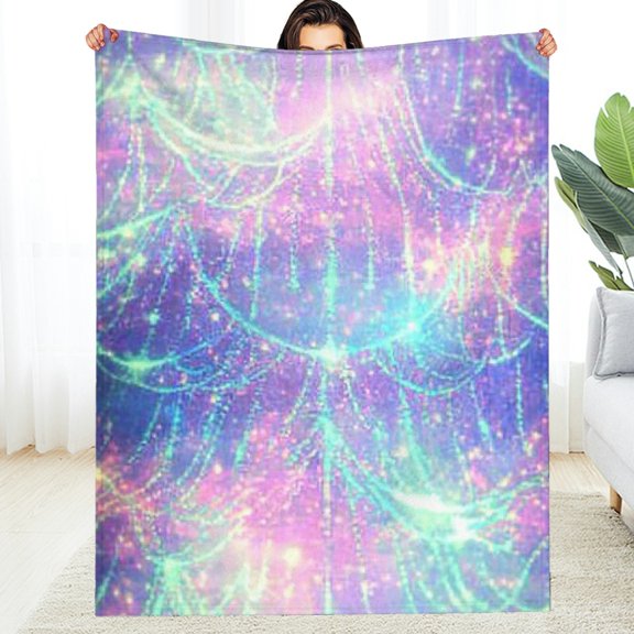 FCXZI Fuzzy Fluffy Soft Cozy Blanket Stars Hologram Flannel Multi-Purpose 60*80in