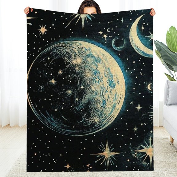 FCXZI Fuzzy Fluffy Soft Cozy Blanket Stars Moon Space Flannel 30*40in