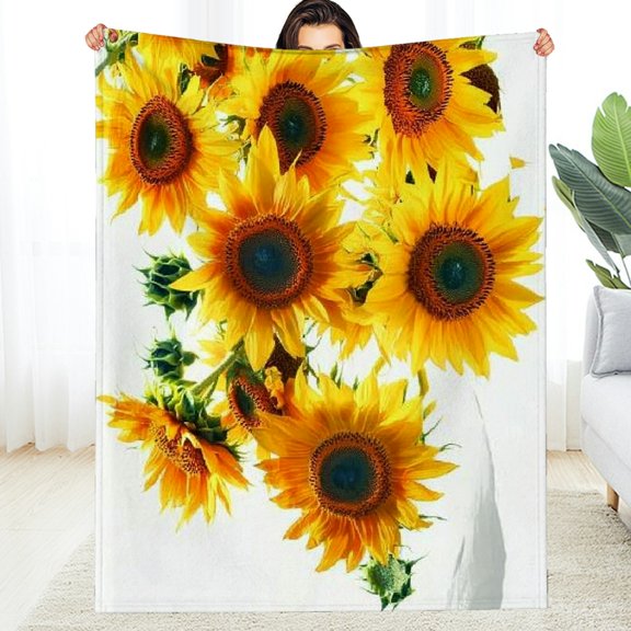 FCXZI Fuzzy Fluffy Soft Cozy Blanket Sunflowers Lightweight Multi-Purpose 30*40in