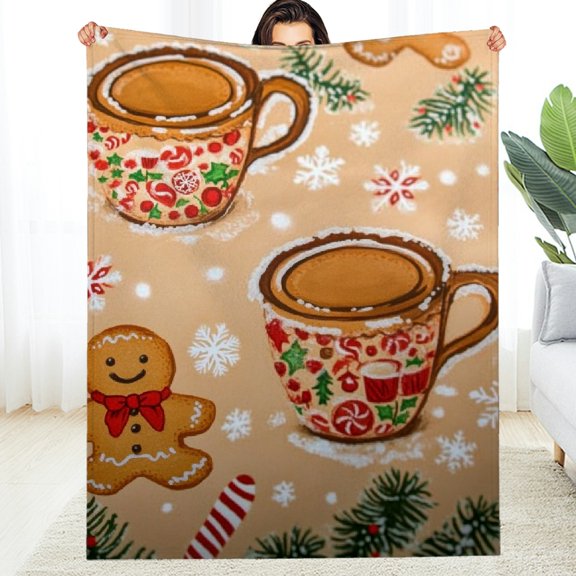 FCXZI Gingerbread Coffee Warm Cozy Decorative Flannel Blanket 30*40in