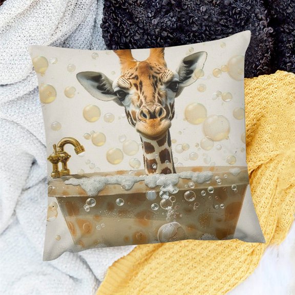 FCXZI Giraffe Pillow Cushion Case 100% Linen Decorative Cover 20x20in