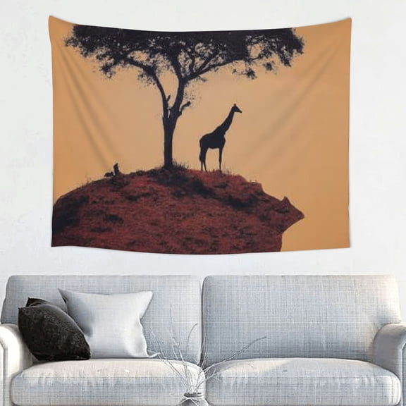 FCXZI Giraffe Tree Hill Wall Hanging Tapestry 100% Polyester Home Decor 40*30in