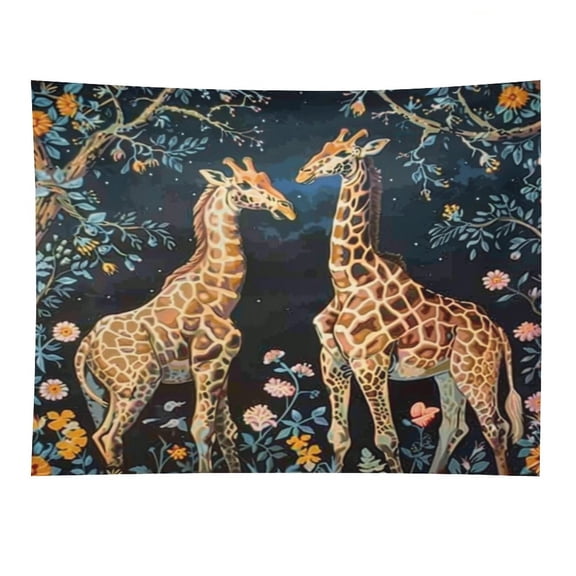 FCXZI Giraffes In Night Garden Tapestry, Polyester Print Wall Hanging Tapesties for Bedroom Dorm Living Room, Aesthetic Home Decor for Adults And Family
