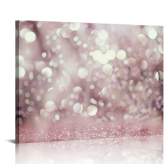 FCXZI Glitter Pink Tree Canvas Wall Art Decor for Bedroom Kitchen Ready to Hang Room Home Art Decor 16x12in