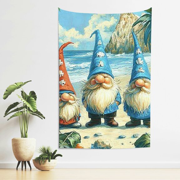 FCXZI Gnomes Beach Fantasy Art Wall Tapestry 100% Polyester Home Decor 40*60in