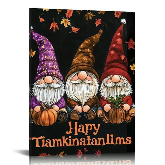 FCXZI Gnomes Thanksgiving Message Canvas Print Wall Art Home Decor 12x16in