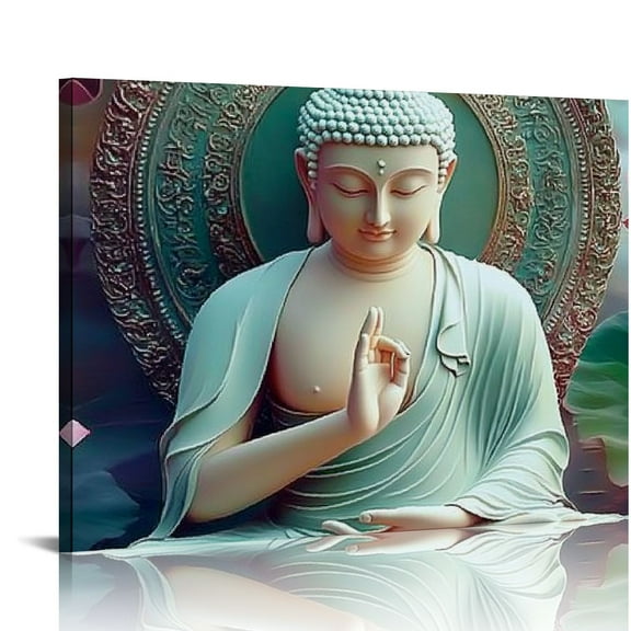 FCXZI Gold Buddha Canvas Wall Art For Bedroom Yoga Room Decor, Wall Decorations For Office Living Room Painting Pictures Artwork Prints Buddhist Meditation  16x12in