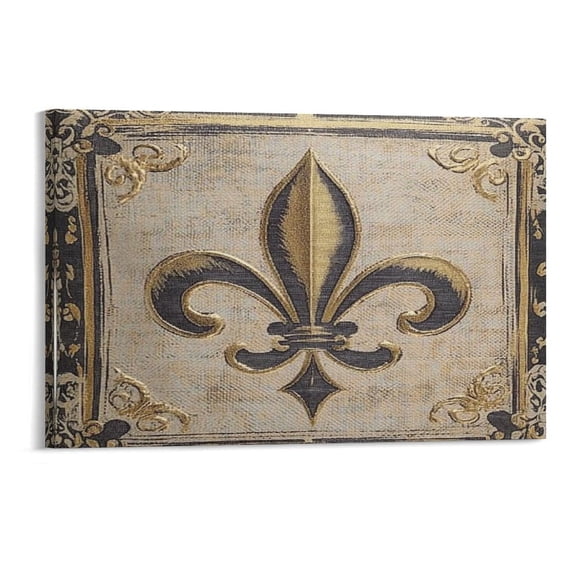FCXZI Gold Fleur De Lis Wall Art, High-definition Printed Frameless Canvas Wall Art, Suitable for Hanging in Bedrooms, Dormitories, and Living Rooms, for Adult and Home Decoration