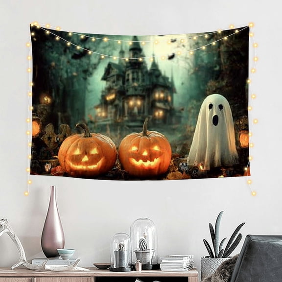 FCXZI Halloween Backdrop Scary Castle Haunted House Graveyard Wall Backdrop for Photography Bat Horror Moon Night Party Decorations Banner Photo Booth Props 60*40in