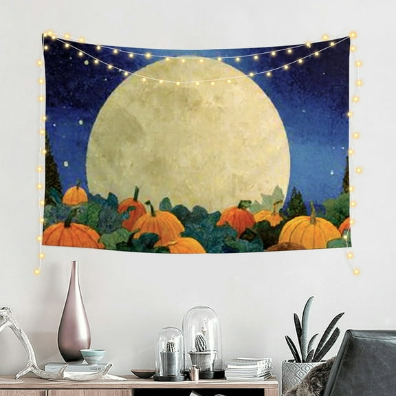 FCXZI   Halloween Pumpkin Field Photography Backdrop for Kids Birthday Party Banner Starry Sky Night Moon Background Photo Booth 60*40in
