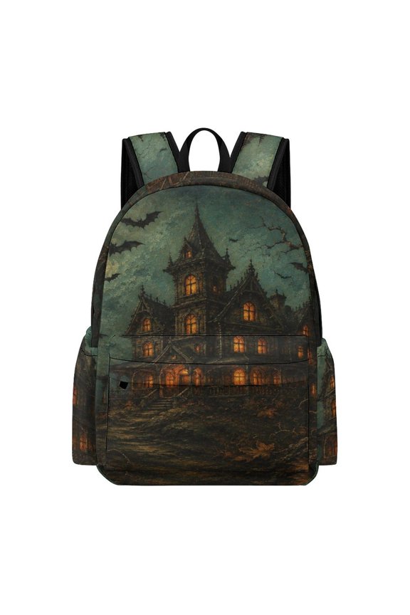 Haunted Mansion Printed Oxford Backpack,  Large Capacity Laptop Backpack, Water Resistant, Travel Daypack for College Work Commuting Adults,