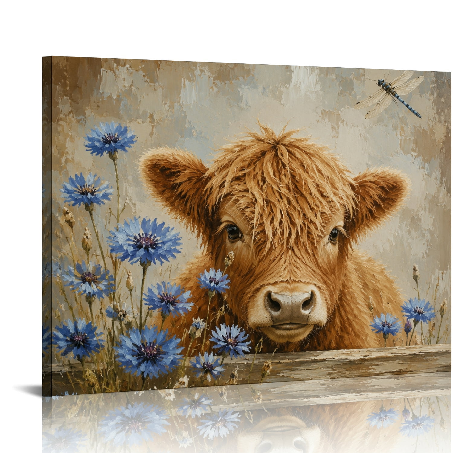 FCXZI Highland Cow Canvas Wall Art Ready to Hang for Bedroom Living
