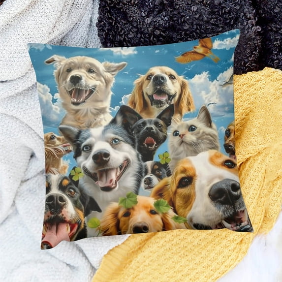 FCXZI Home Decor Throw Pillow Cover Dogs Cats Sky Style 1 Piece 24x24in