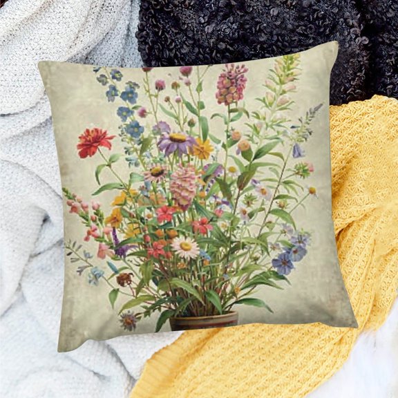 FCXZI Home Decor Throw Pillow Cover Flowers Square Cushion Cover 20x20in